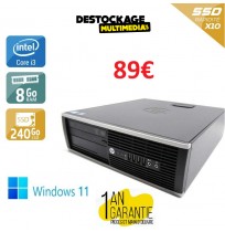 HP 6200 PRO Intel Core i3 2100 - 3.1 GHz - Ram 8 Go - SSD 250 Go-Win 11