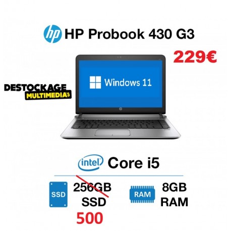 HP Probook 430 G3 Core i5 8GB RAM 256GB SSD WIN 11 PRO GARANTIE 1 AN