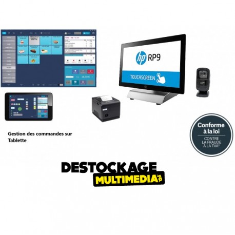 Pack Caisse Tactile HP Rp9 Complet Avec Logiciel NF Afficheur Client Publicitaire Sans Abonnement